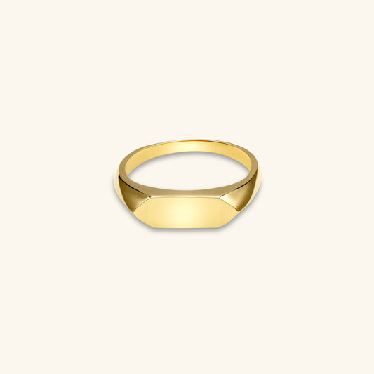 Gold By Manna - Angular Signet Ring - Solid 14K Fine Jewelry