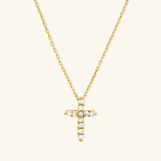 Gold By Manna - Diamond Cross Necklace - Solid 14K Fine Jewelry