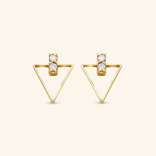 Gold By Manna - Diamond Triangle Studs - Solid 14K Fine Jewelry