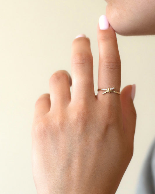 Gold By Manna - Pavé Knot Ring - Solid 14K Fine Jewelry