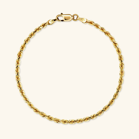Gold By Manna - Rope Chain Bracelet - Solid 14K Fine Jewelry