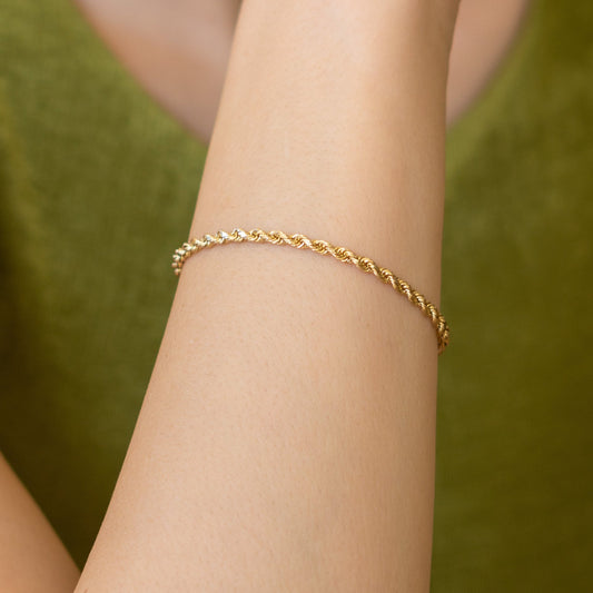Gold By Manna - Rope Chain Bracelet - Solid 14K Fine Jewelry