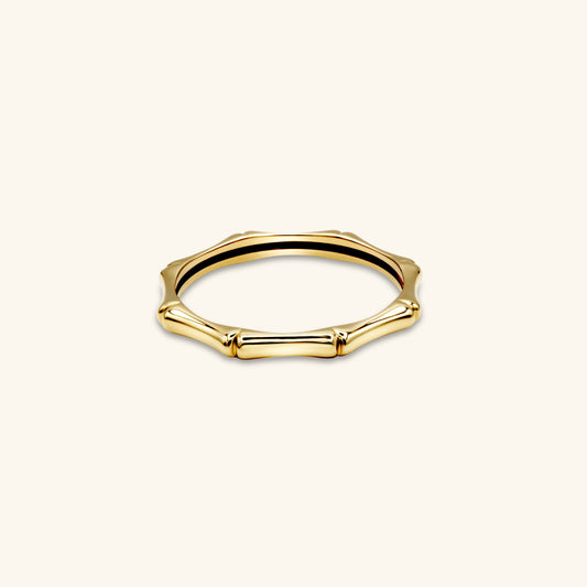 Gold By Manna - Thin Bamboo Stacking Ring - Solid 14K Fine Jewelry