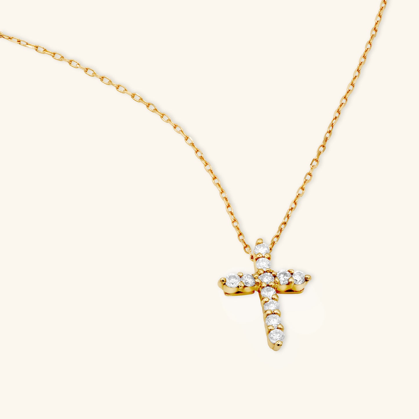 Gold By Manna - Diamond Cross Necklace - Solid 14K Fine Jewelry