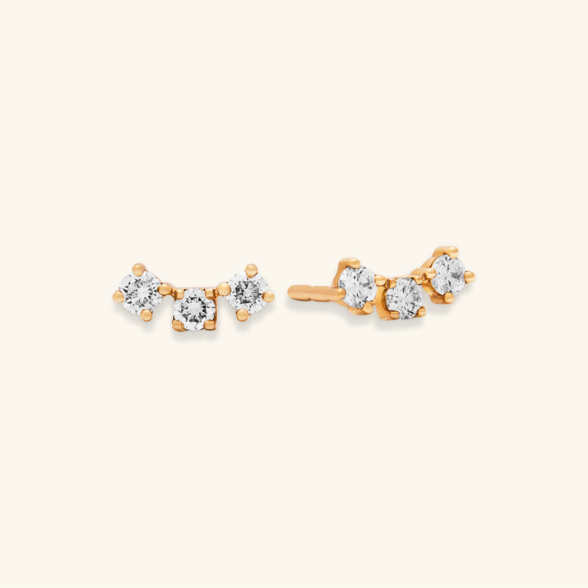 Gold By Manna - Diamond Trio Crawler Stud Earrings - Fine Jewelry