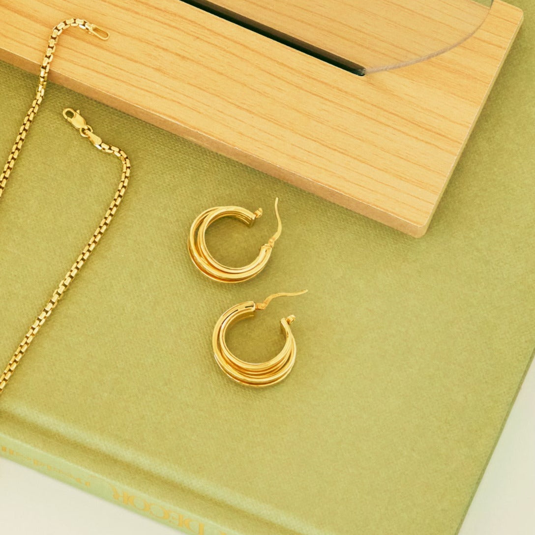 Gold By Manna - Gold Entwined Hoop Earrings - 14k Gold Jewelry