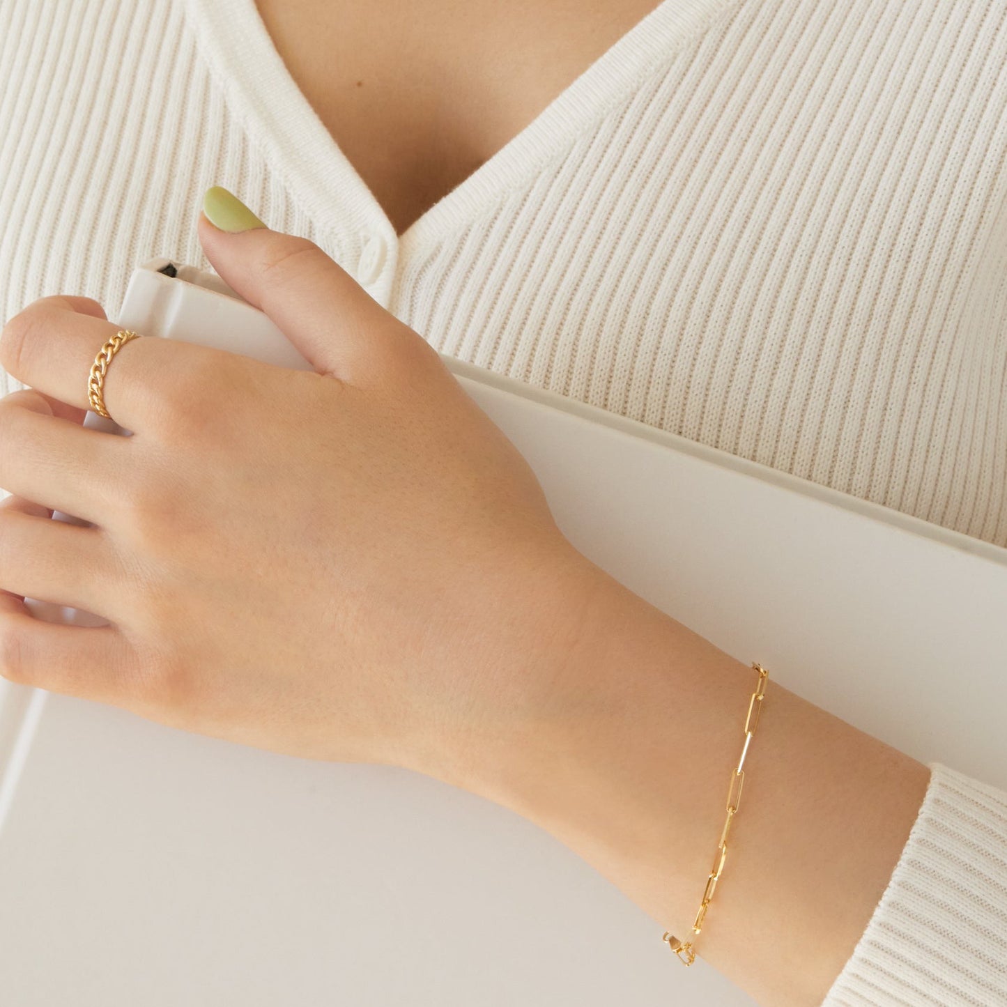 Gold By Manna - Gold Paperclip Link Bracelet - 14K Solid Gold Jewelry