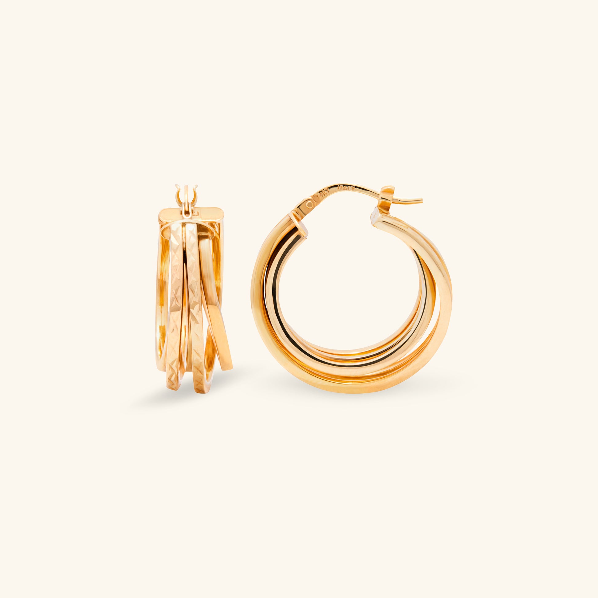 Gold By Manna - Gold Entwined Hoop Earrings - 14k Gold Jewelry