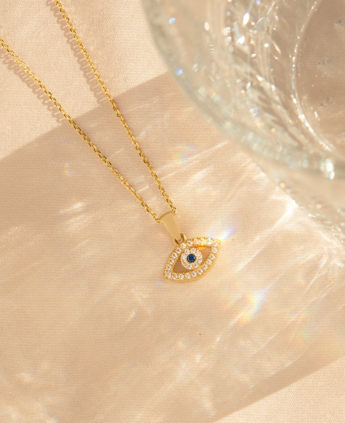 Gold By Manna - Gold Evil Eye Pendant Necklace - 14K Gold Jewelry