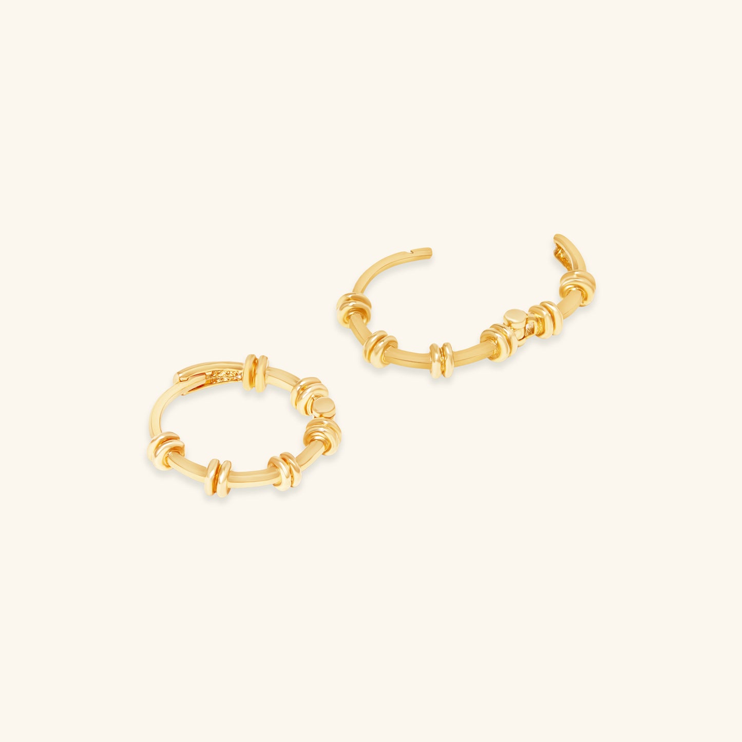 Gold By Manna - Gold Knotted Huggie Hoop Earrings - 14K Gold Jewelry