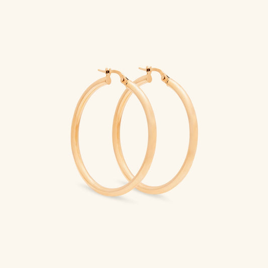 Gold By Manna - Gold Large Thin Hoops - 14K Gold Jewelry