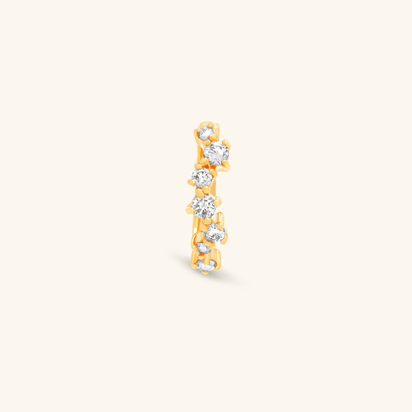 Gold By Manna - Gold Offset Diamond Huggie Earrings - Fine Jewelry