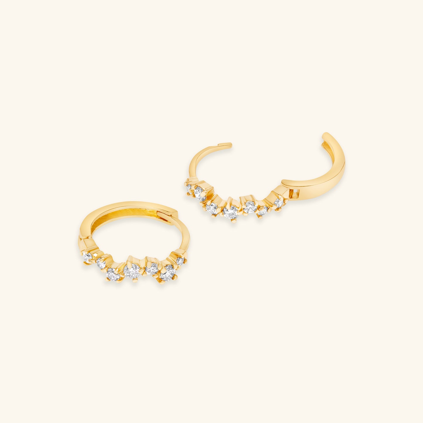 Gold By Manna - Gold Offset Diamond Huggie Earrings - Fine Jewelry