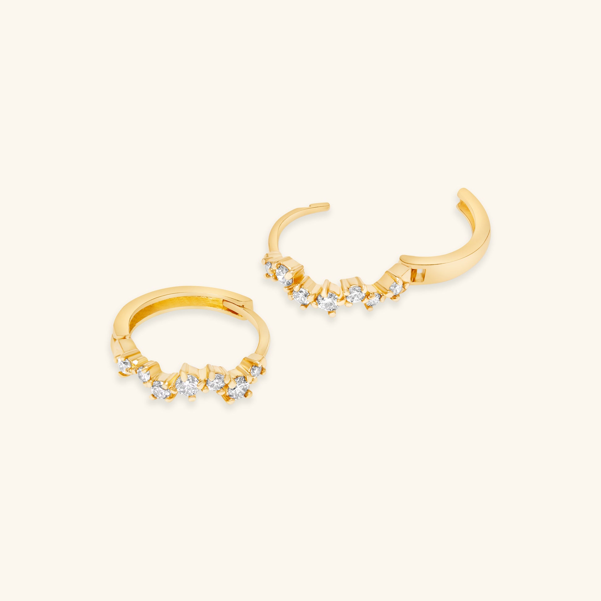 Gold By Manna - Gold Offset Diamond Huggie Earrings - Fine Jewelry