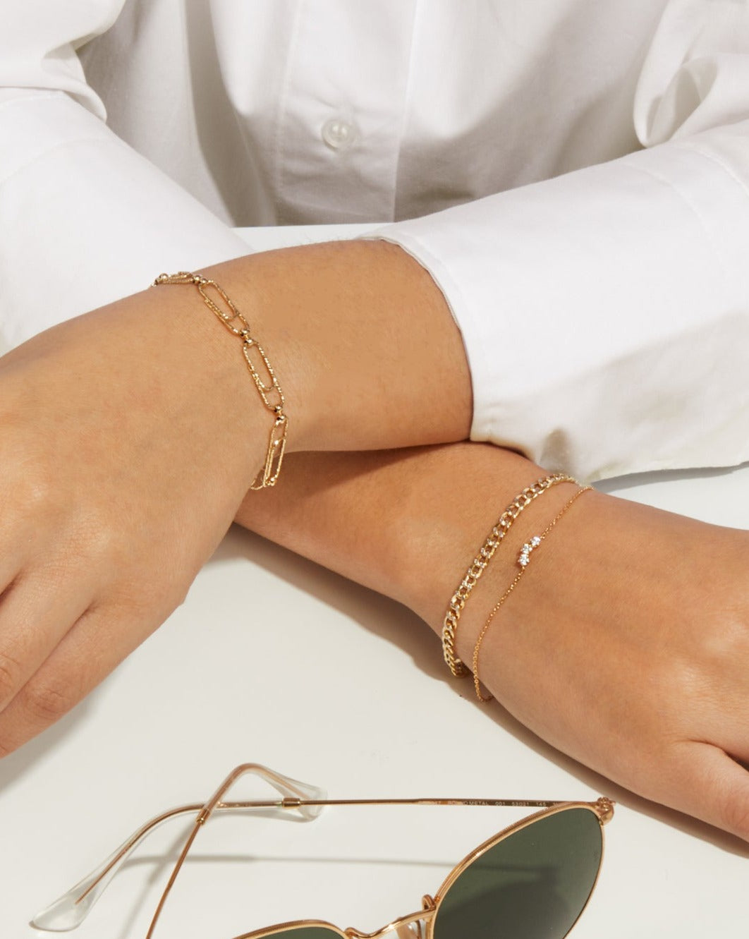 Gold By Manna - Gold True Paperclip Bracelet - Diamond Cut Gold Bracelet