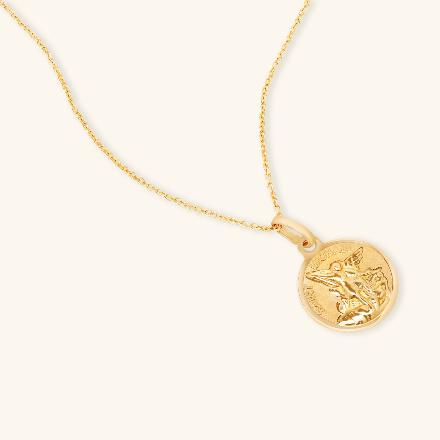 Gold By Manna - Gold Saint Michael Charm Necklace - 14K Gold Jewelry