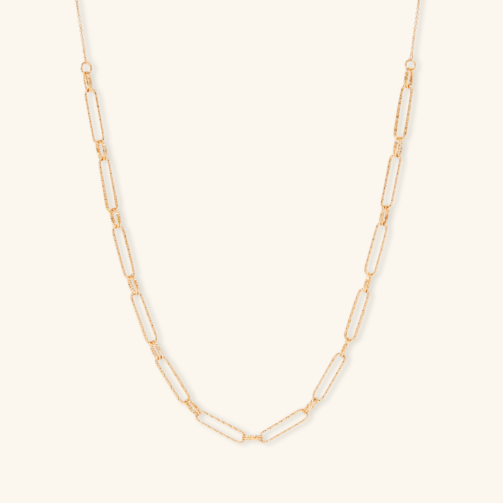 Gold By Manna - Gold True Paperclip Necklace - Gold Diamond Cut Necklace