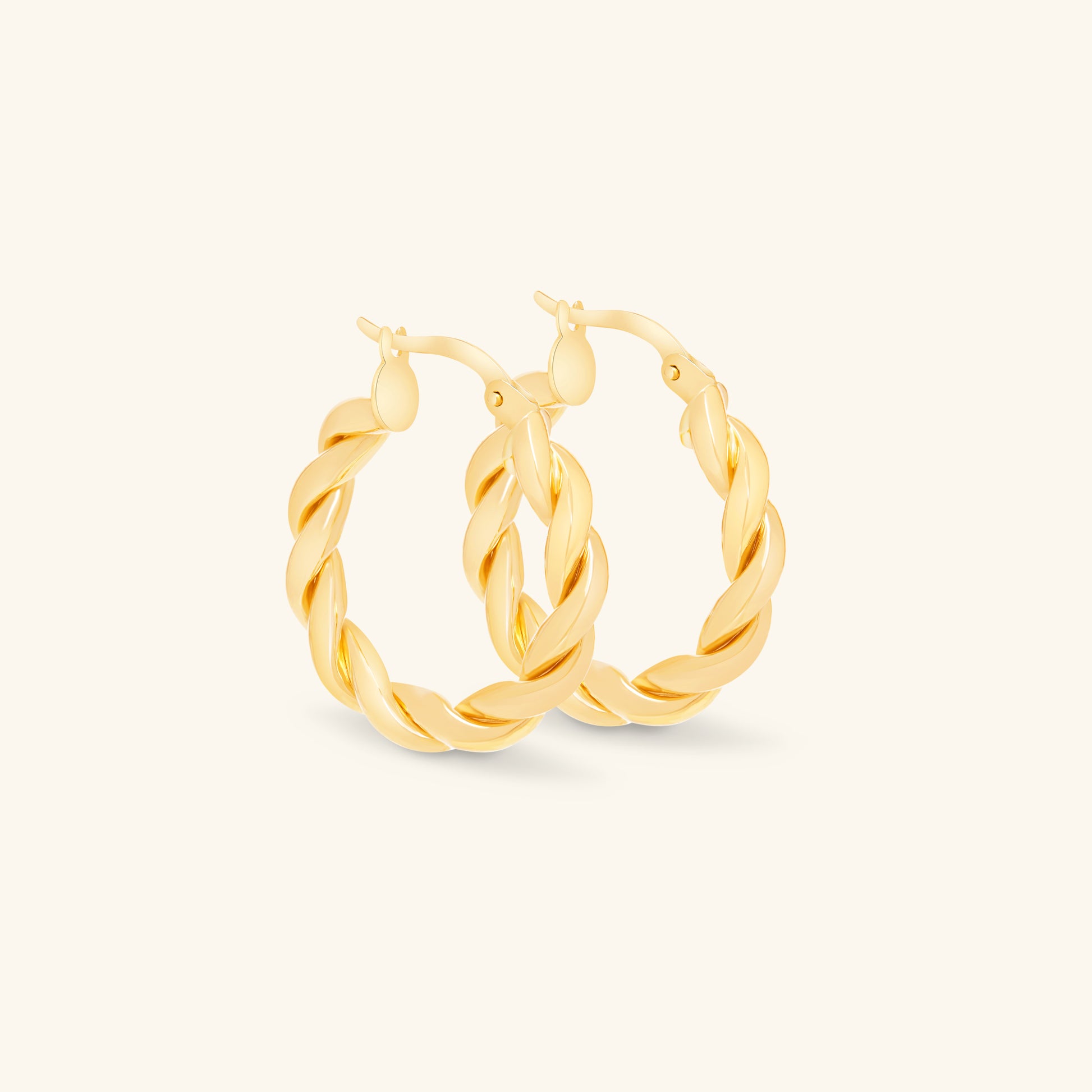 14k Solid Gold Twisted Hoop Earrings – Made By Mary