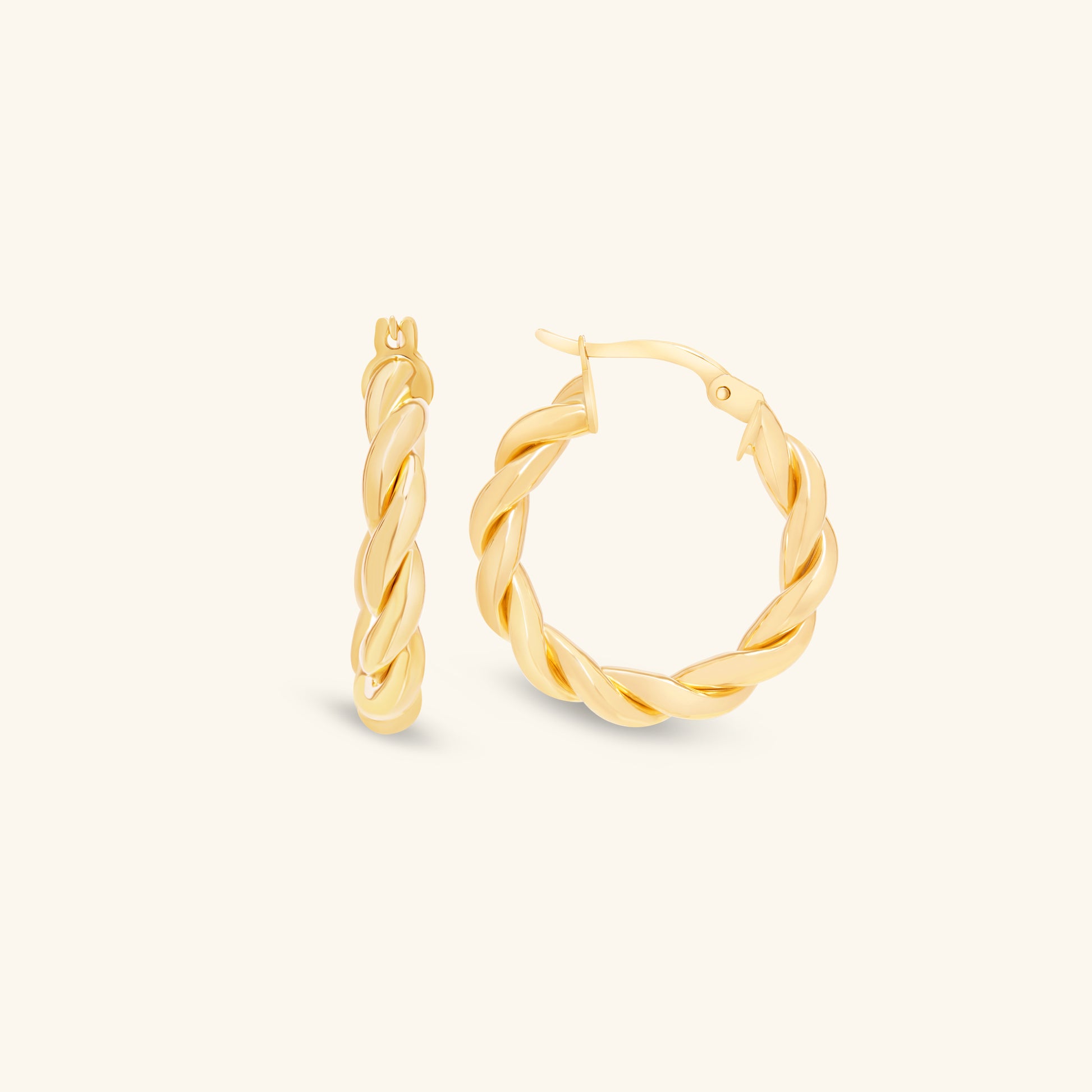 Gold By Manna - Gold Twisted Hoop Earrings - 14K Solid Gold Jewelry