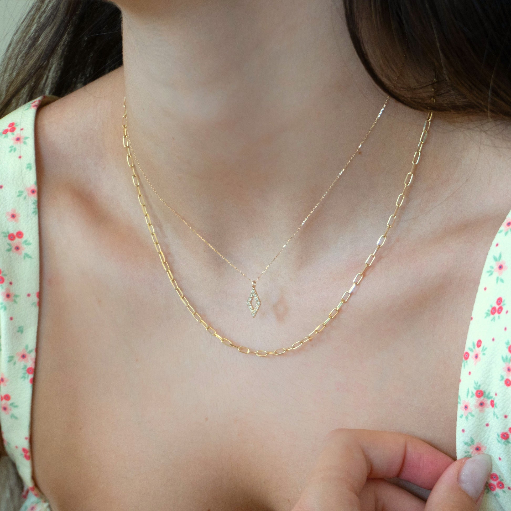 Gold By Manna - Pavé Diamond Figure Necklace - Solid 14K Fine Jewelry