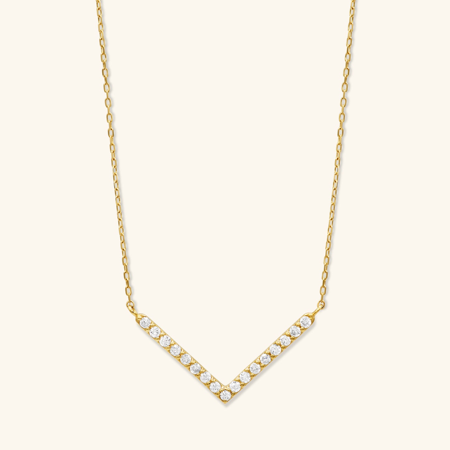 Gold By Manna - Pavé V Necklace - Solid 14K Fine Jewelry