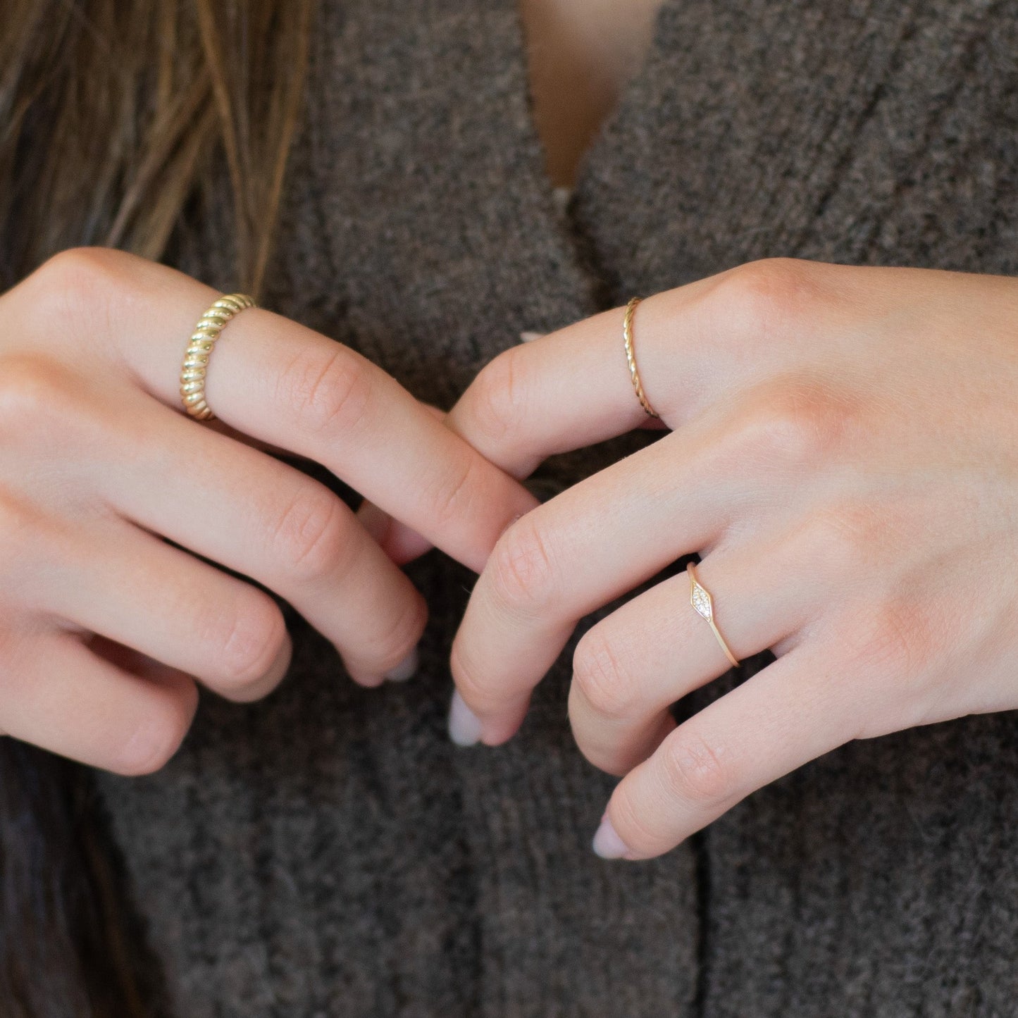 Gold By Manna - Thin Rope Stacking Ring - Solid 14K Fine Jewelry